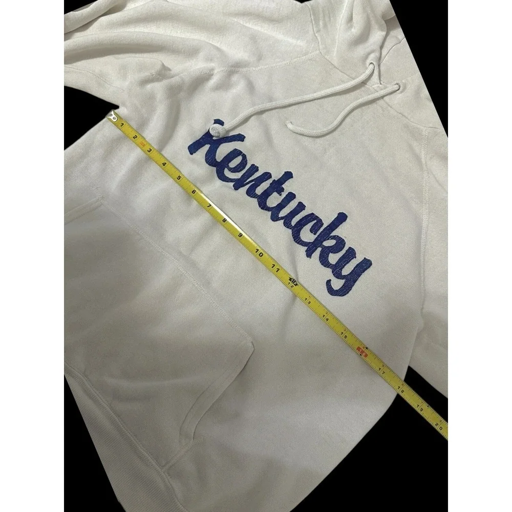 VelvaSheen Kentucky 70's Hoodie White Distressed Sz Medium Afterhoods Style - Picture 11 of 14